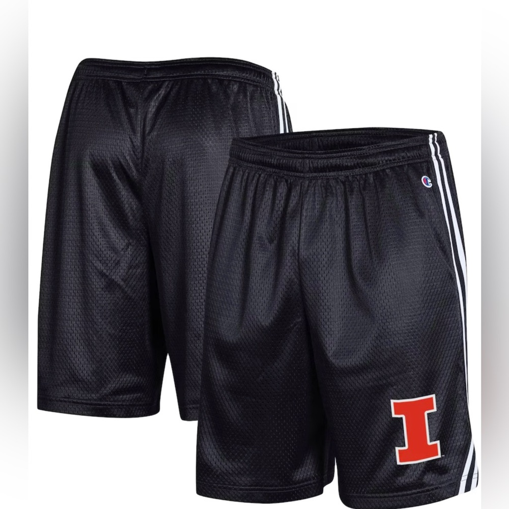 Champion Black Mesh Athletic Shorts Illinois Fighting Illini
